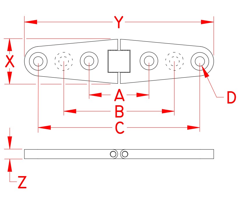 Stainless Steel Heavy Duty Flush Strap Hinge, S3831-0001, S3831-0002, Line Drawing Stainless Steel Heavy Duty Flush Strap Hinge, S3831-0001, S3831-0002, Line Drawing